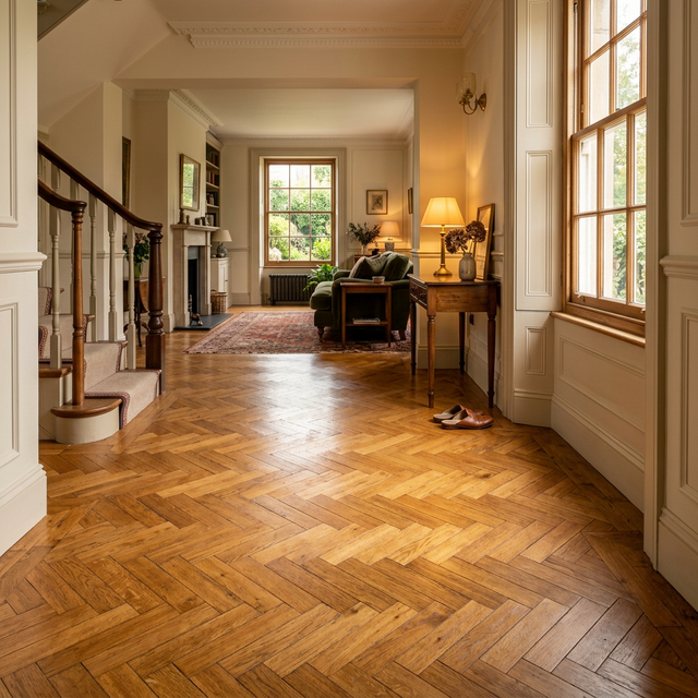 Design-Vinyl in Holzoptik mit Treppenanlage im Einfamilienhaus